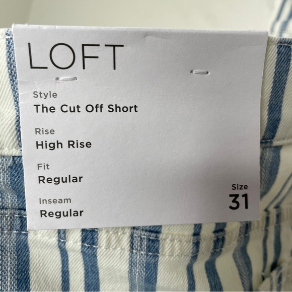 NWT Loft Blue and White Striped The Cut Off Short 12/31 - Picture 7 of 10